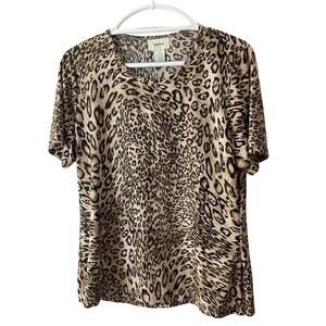 Neiman Marcus Top Women’s XL Black/White Animal Print Short Sleeve